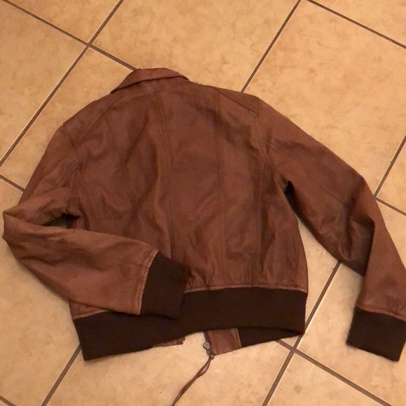 Black rivet Women bomber jacket 100% leather sz M - Picture 4 of 7